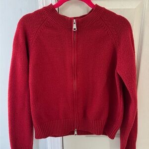 Women's Red Zipper Sweater